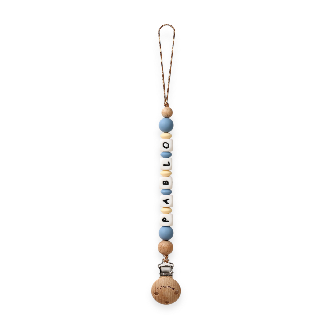 Chupetero Personalizado Blue con Nombre en Silicona Orgánica | Nenina & Co. 