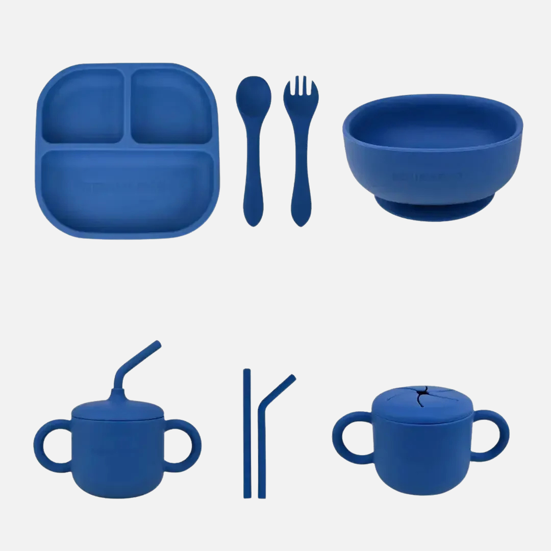 BLW-Geschirr-Set Pink, 9-teilig, aus Bio-Silikon mit Saugnäpfen – Nenina & Co